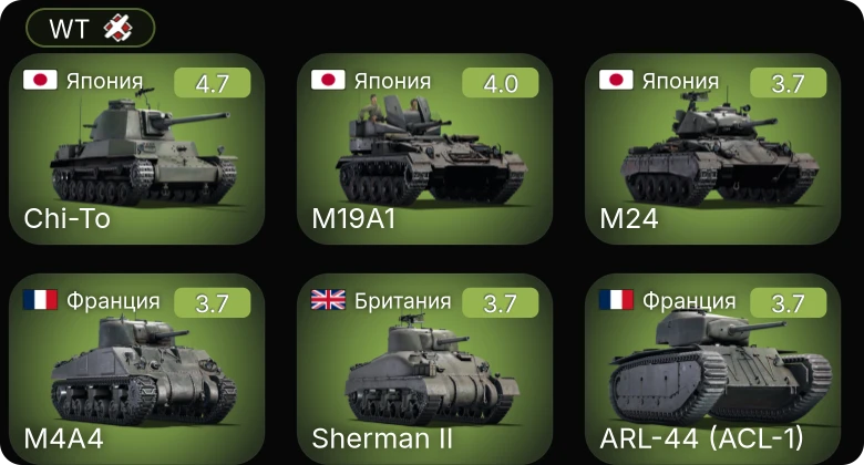 WT — M24 | Chi-To | M19A1 | Na-To | M4A4