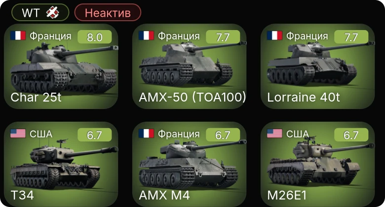 WT — Неактив | 5 ранг: 3шт