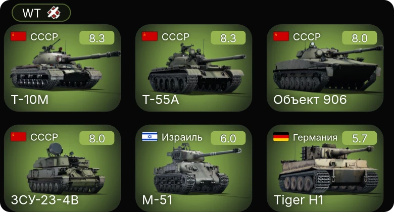 WT — 6 ранг: 3шт 5 ранг: 1шт
