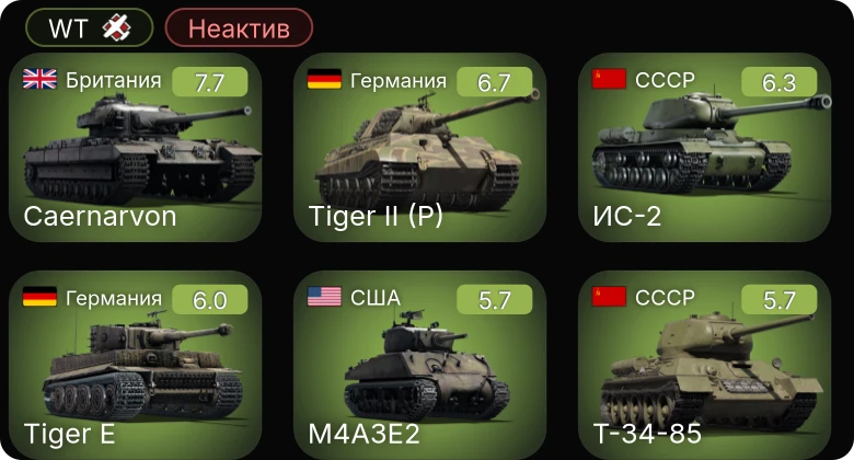 WT — Неактив | 5 ранг: 1шт