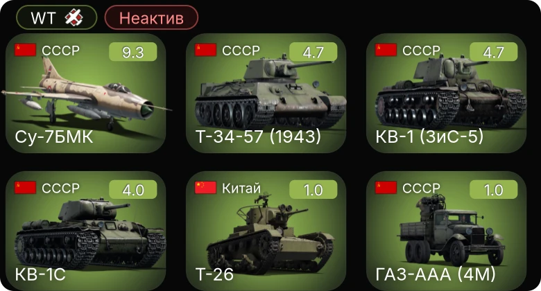 WT — Неактив | 6 ранг: 1шт