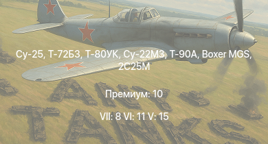 WT — 7 ранг: 8шт 6 ранг: 11шт 5 ранг: 15шт Су-25