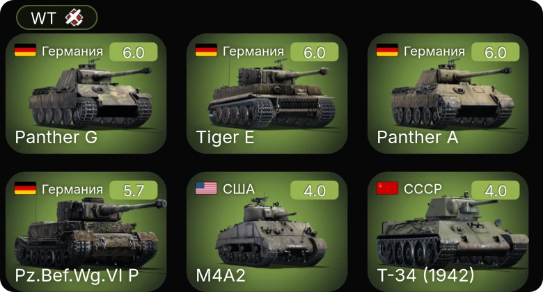 WT — M24 | M10 GMC | M4A3 (105) | M4A2 | Bf 110 C-7