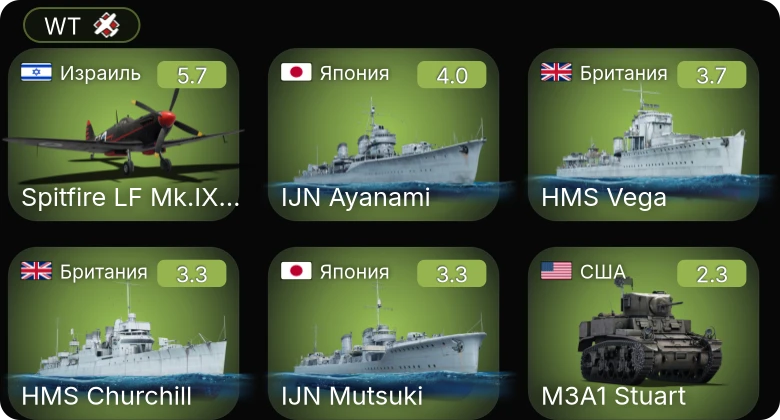 WT — Spitfire LF Mk.IXe Вейцмана | IJN Ayanami | M2 | LVT(A)(1) | M22