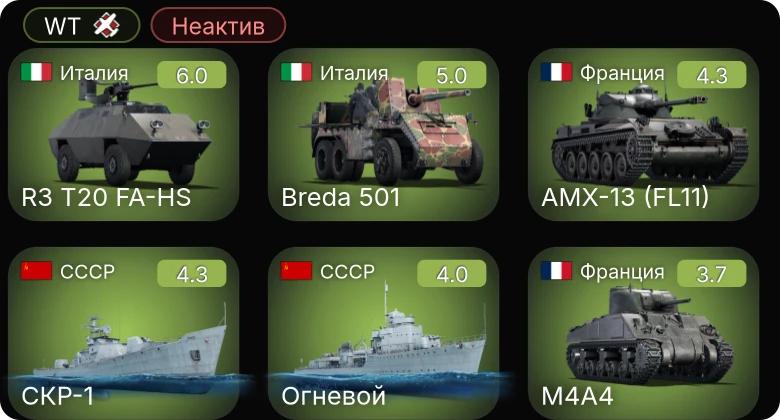 WT — Неактив | 5 ранг: 1шт