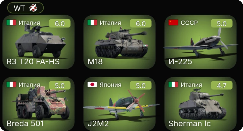 WT — И-225 | M18 | R3 T20 FA-HS | Me 410 A-1 | Bf 109 F-4/trop