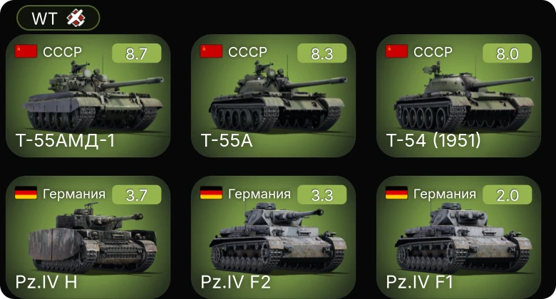 WT — 6 ранг: 2шт 5 ранг: 1шт