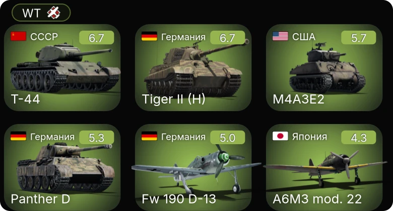 WT — Fw 190 D-13 | Т-44 | M4A3E2 | P-47D-25 | Ла-5ФН