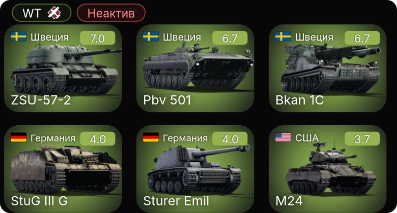 WT — Неактив | 5 ранг: 1шт