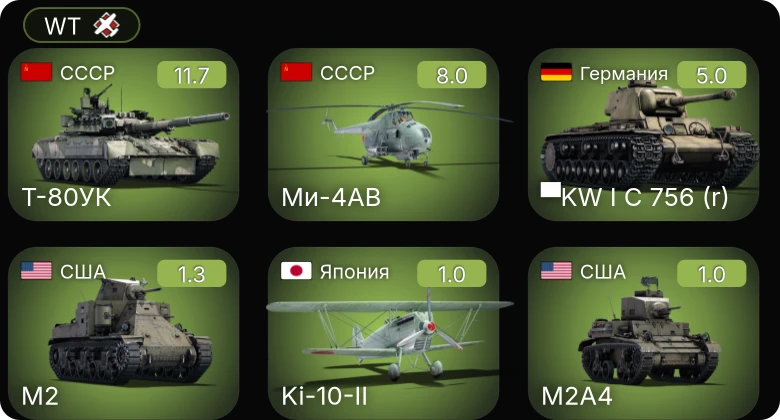 WT — 7 ранг: 1шт 5 ранг: 1шт