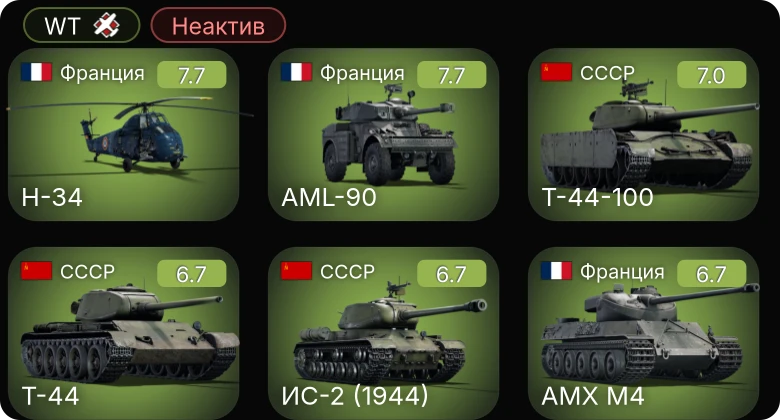 WT — Неактив | 5 ранг: 3шт