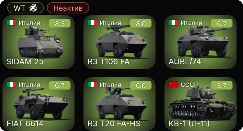 WT — Неактив | 6 ранг: 1шт 5 ранг: 1шт