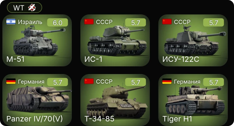 WT — M-51 | M4A1 (76) W | T1E1 | M4A2 (76) W | T14