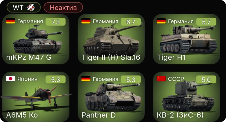WT — Неактив | 5 ранг: 1шт