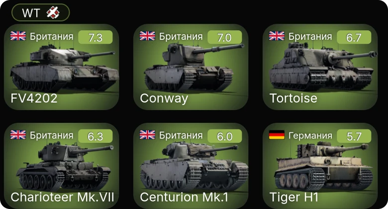 WT — Tortoise | FV4202 | Centurion Mk.1 | Charioteer Mk.VII | Conway