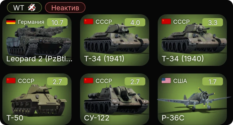 WT — Неактив | 7 ранг: 1шт