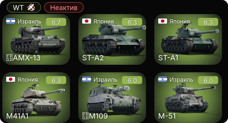 WT — Неактив | ST-A2 | M41A1 | M36 | ST-A1 | M-51