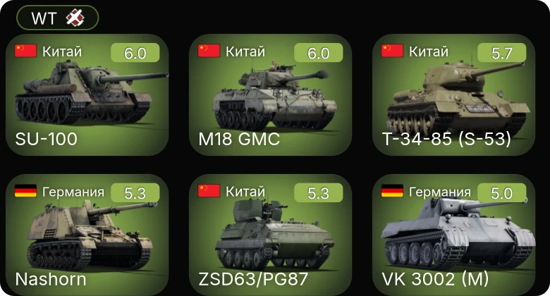 WT — ␗M18 GMC | ␗SU-100 | ZSD63/PG87 | P-51 | Nashorn
