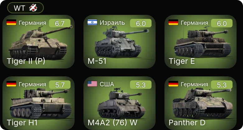 WT — M-51 | M4A1 (76) W | M4A2 (76) W | Jagdpanzer 38(t) | Як-9Т