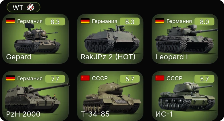 WT — 6 ранг: 2шт 5 ранг: 2шт