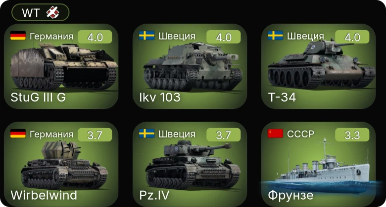 WT — XF5F | Т-34 | Ikv 103 | M3 Lee | Stuart VI (5th CAD)