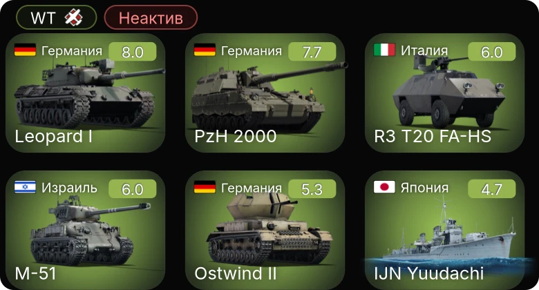 WT — Неактив | 5 ранг: 2шт