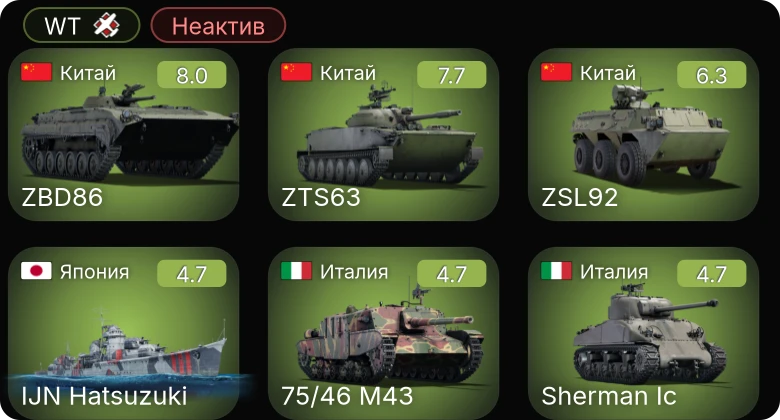 WT — Неактив | 5 ранг: 2шт