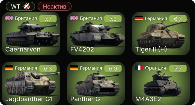 WT — Неактив | 5 ранг: 1шт