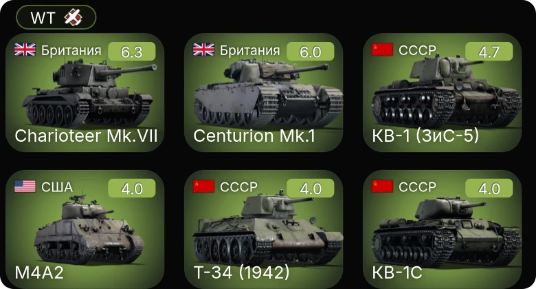 WT — VS-10 | AF D1 | Charioteer Mk.VII | Centurion Mk.1 | SF40 тяжёлая