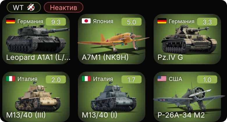 WT — Неактив | 6 ранг: 1шт