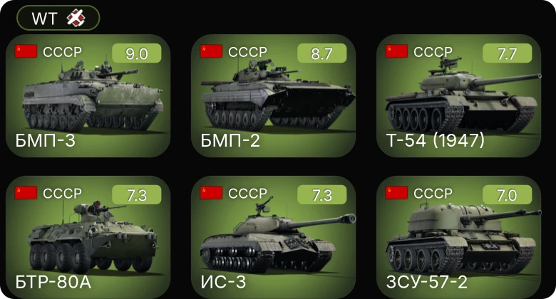 WT — 6 ранг: 2шт 5 ранг: 4шт