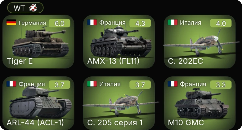 WT — Chi-Nu | C. 202EC | ARL-44 (ACL-1) | AMX-13 (FL11) | A-20G-25