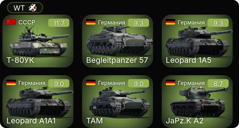 WT — 7 ранг: 1шт 6 ранг: 5шт