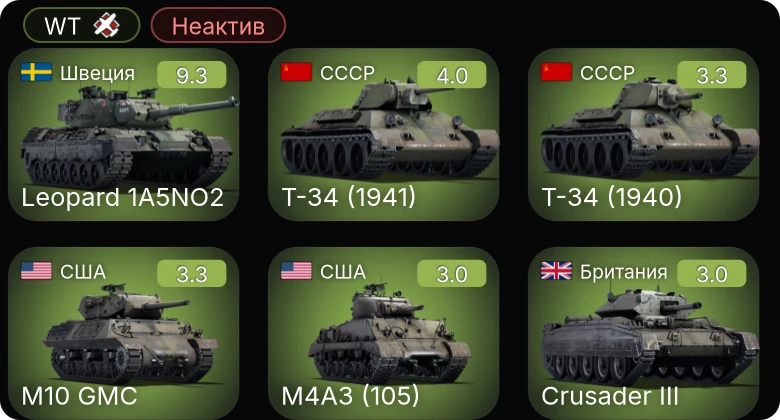 WT — Неактив | 6 ранг: 1шт