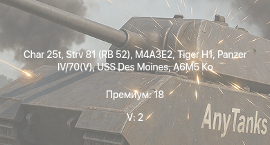 WT — 5 ранг: 2шт Char 25t | Strv 81 (RB 52) | USS Des Moines |  |  | M4A3E2 | A.C.IV |  | A6M5 Ко | ARL-44