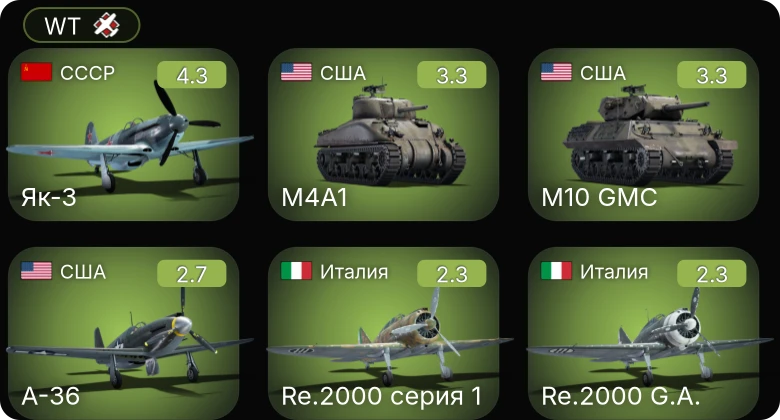 WT — Як-3 | M4A1 | M10 GMC | A-36 | Hurricane Mk.IV
