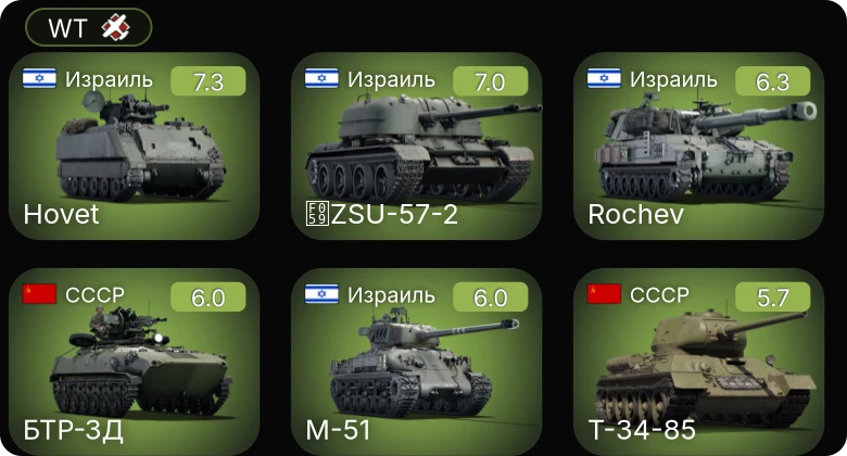 WT — БТР-ЗД | M-51 | Rochev | ZSU-57-2 | Hovet
