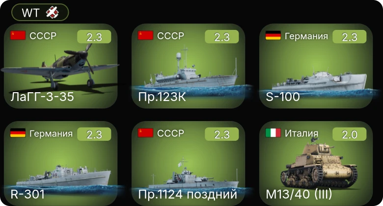 WT — Пр.123К | Пр.1124 поздний | R-301 | S-100 | R-130
