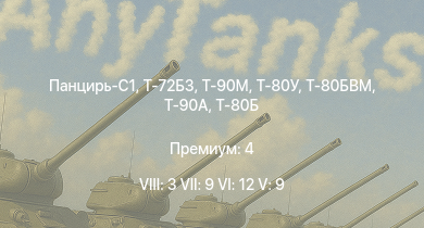 WT — 8 ранг: 3шт 7 ранг: 9шт 6 ранг: 12шт Панцирь-С1