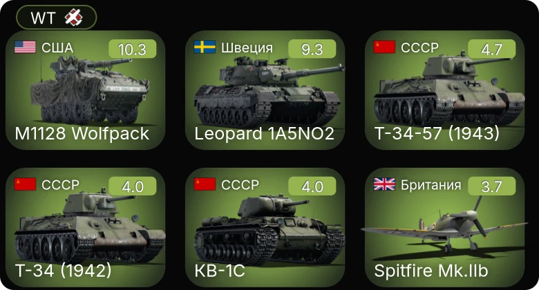 WT — 7 ранг: 1шт 6 ранг: 1шт