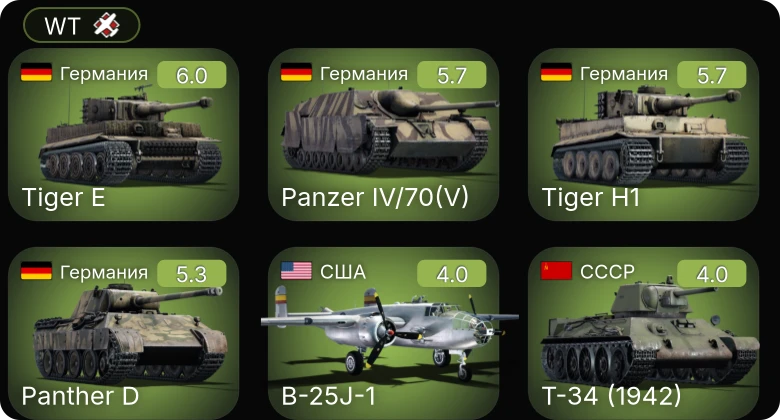 WT — P-38G-1 | P-400 | A-20G-25 | B-25J-1 | P-51C-10