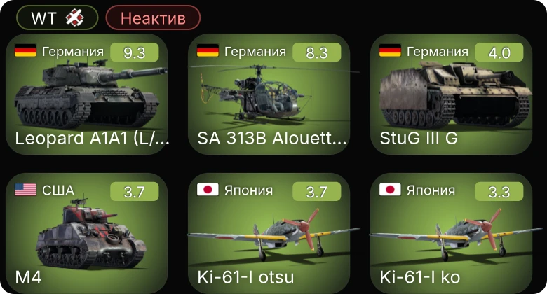 WT — Неактив | 6 ранг: 1шт 5 ранг: 1шт