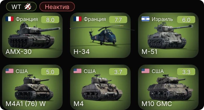 WT — Неактив | 5 ранг: 2шт