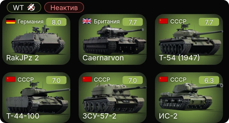WT — Неактив | 5 ранг: 5шт