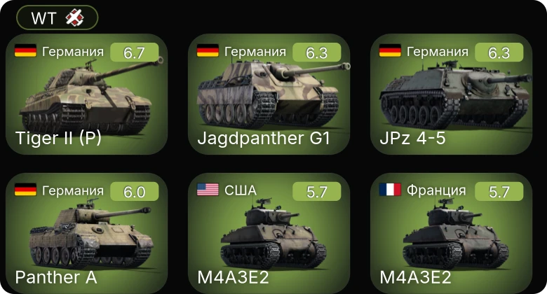 WT — Jagdpanther G1 | JPz 4-5 | M24 | M6A1 | M4A3E2