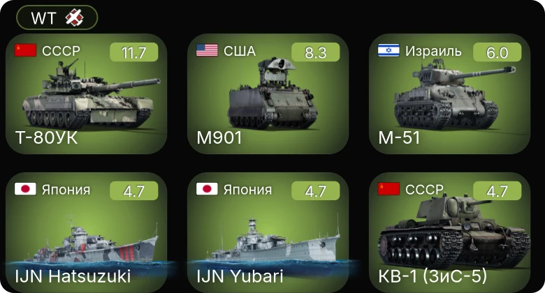WT — 7 ранг: 1шт 6 ранг: 1шт
