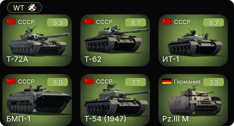 WT — 6 ранг: 3шт 5 ранг: 2шт