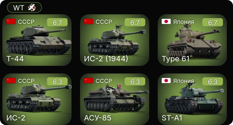 WT — АСУ-85 | ИС-2 | Т-44 | ИС-2 (1944) | Type 61