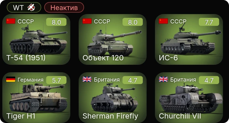 WT — Неактив | 5 ранг: 3шт