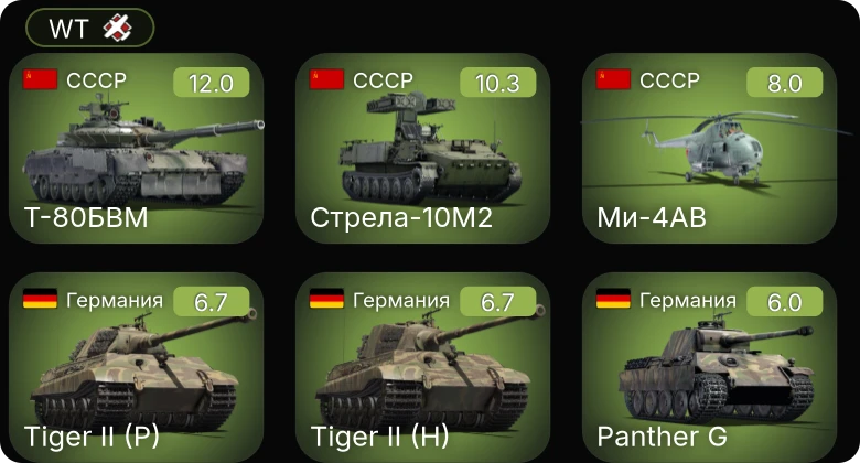 WT — 8 ранг: 2шт 7 ранг: 1шт 5 ранг: 1шт